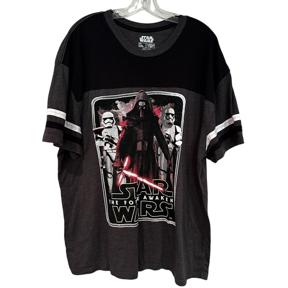 Star Wars Fifth Sun The Force Awakens Cotton Blend Tshirt Men's 2XL Gray Stripes - Picture 1 of 5
